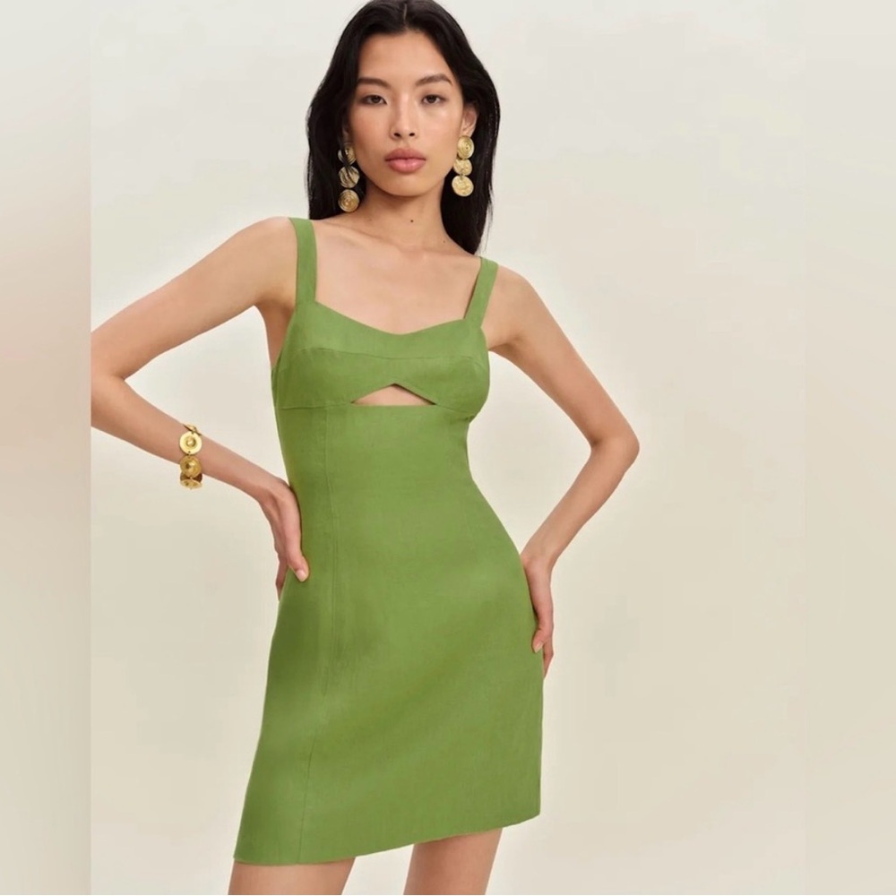 Reformation Lime Green Linen Dress